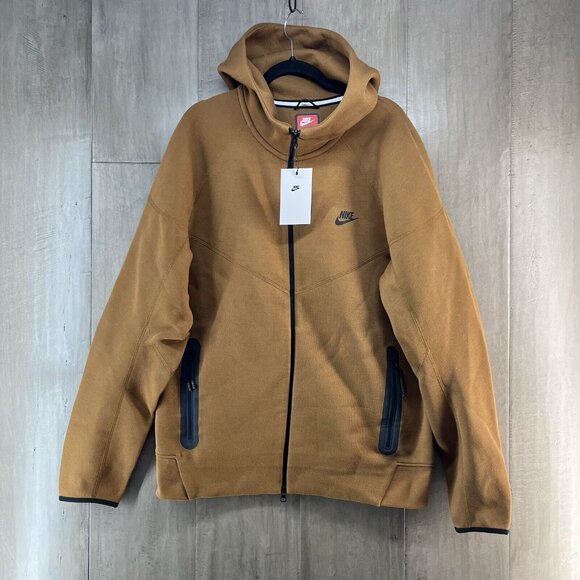 Nike Sportswear Men's Tech Fleece Full Zip Hoodie Brown Size Large FB7921-281 - Picture 1 of 7